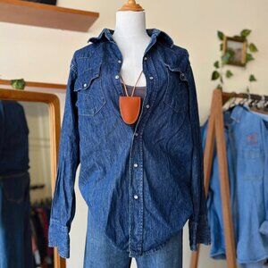 Vintage Style Denim Chambray Button Down Shirt